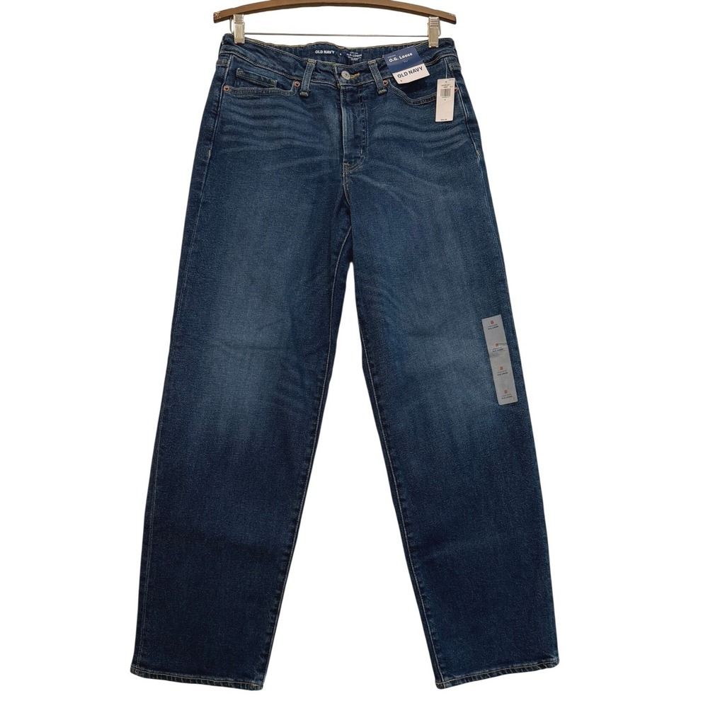 Old Navy OG Loose High Rise Wide Leg Jeans Dark Wash Blue Size 8 NWT